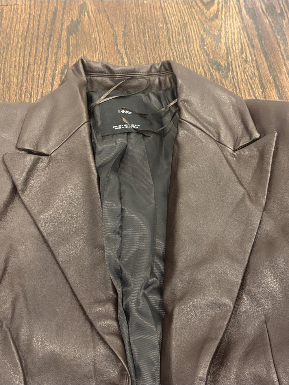 NWT Mango Women’s Dark Brown Faux Leather Blazer Size XS