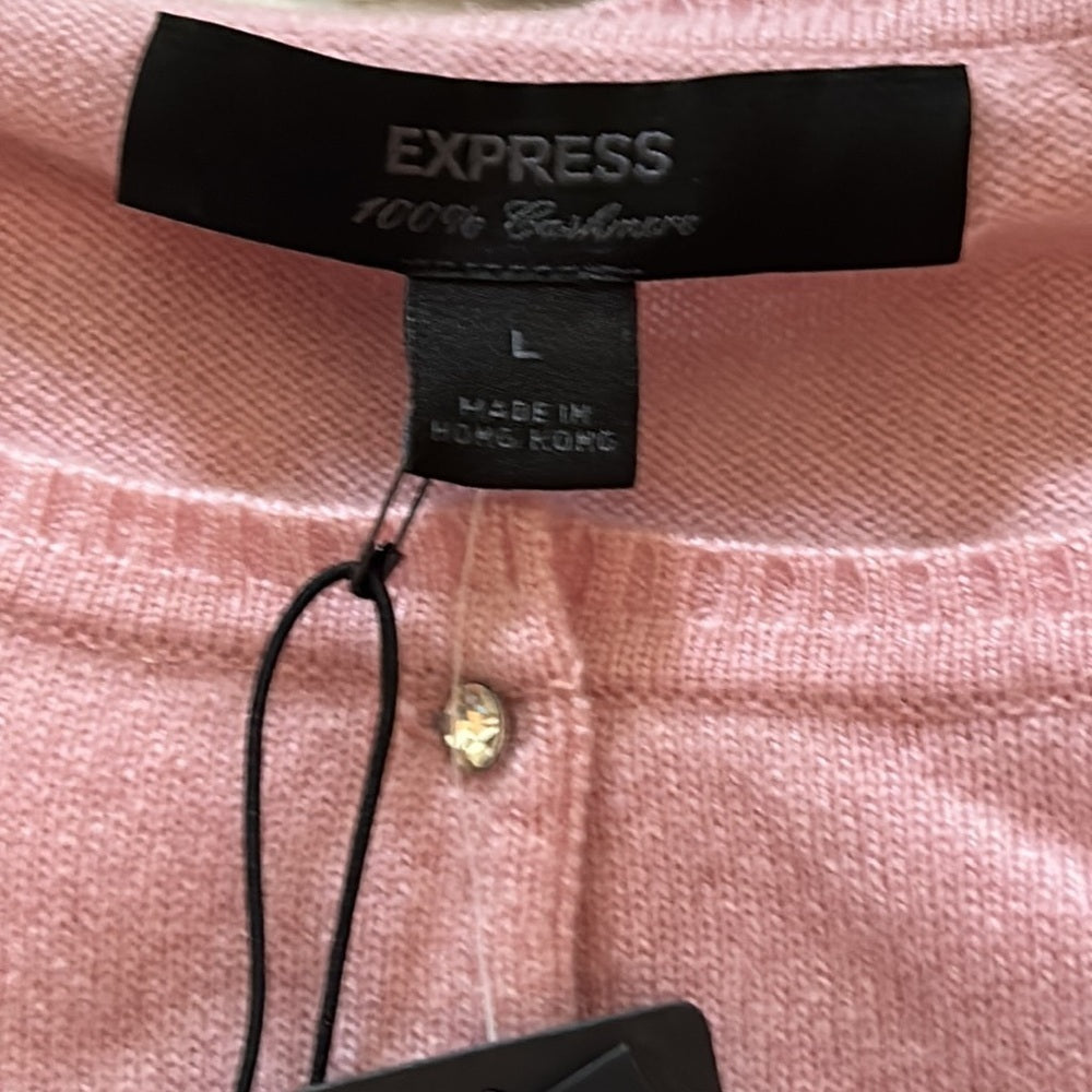 NWT Express Women’s Pink Soft Button Up Sweater Size Large