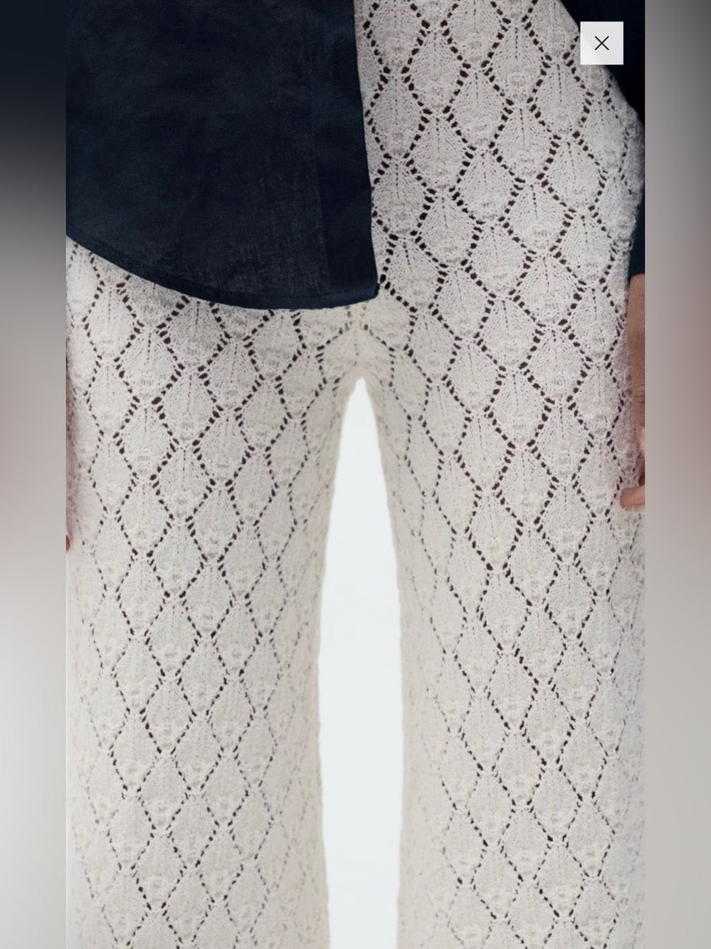 NWT MNG Woman’s White Open Work Knitted Sweater and Pants Size XS