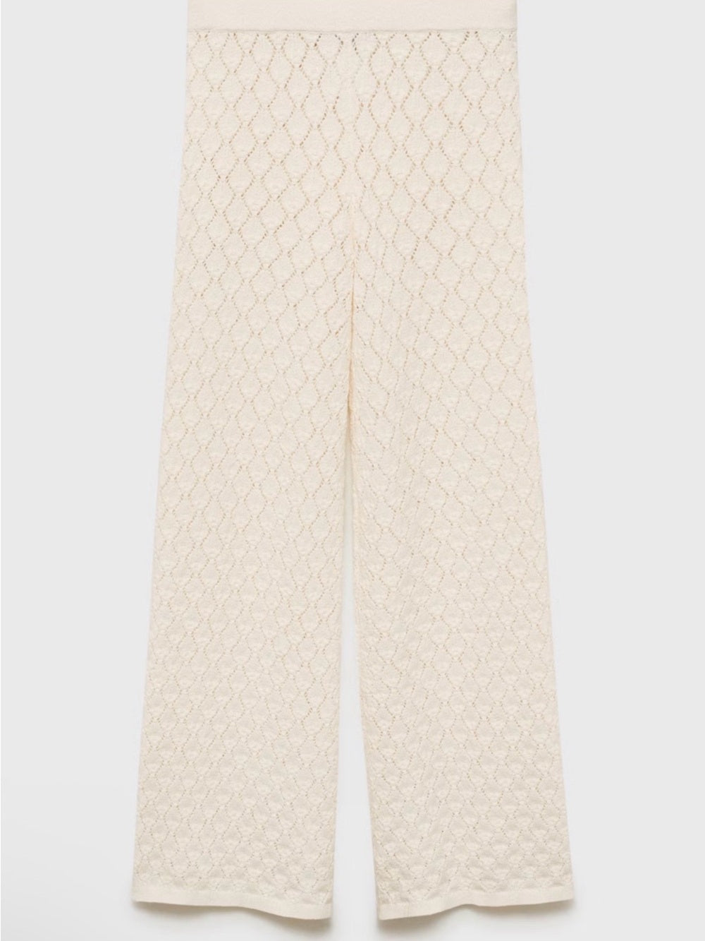 NWT MNG Woman’s White Open Work Knitted Sweater and Pants Size XS