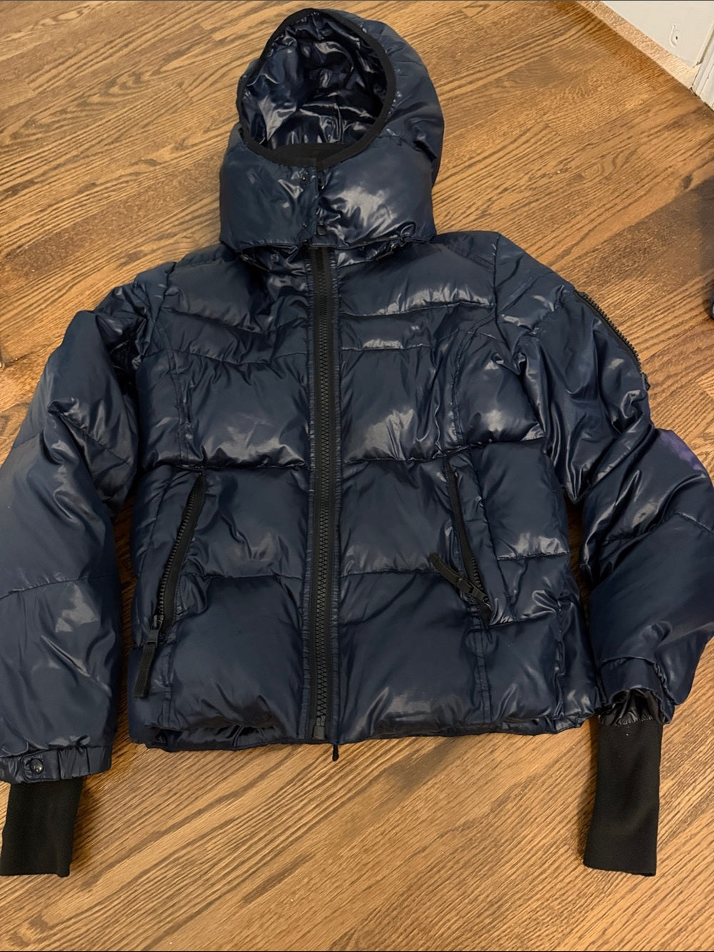 SAM. Kids Navy Hooded Puffer Jacket Size 14