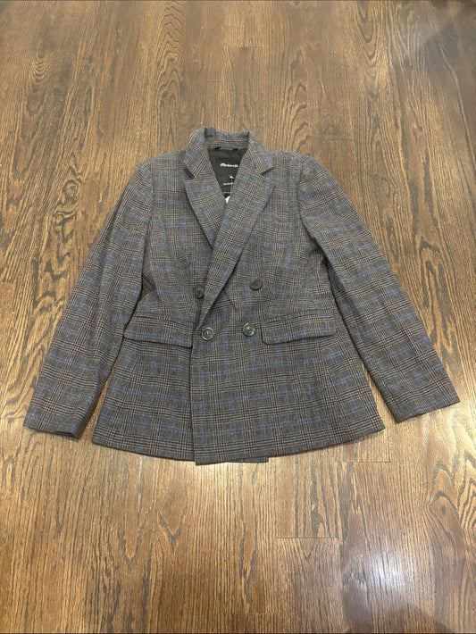 NWT Madewell Women’s Gray Blazer with Blue Windowpane Size 00