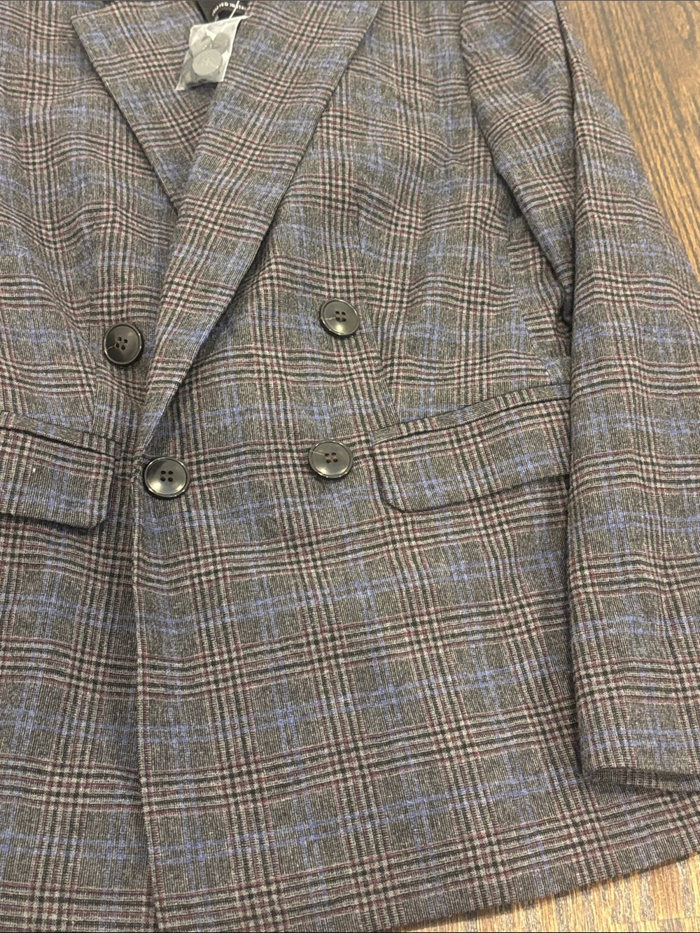 NWT Madewell Women’s Gray Blazer with Blue Windowpane Size 00
