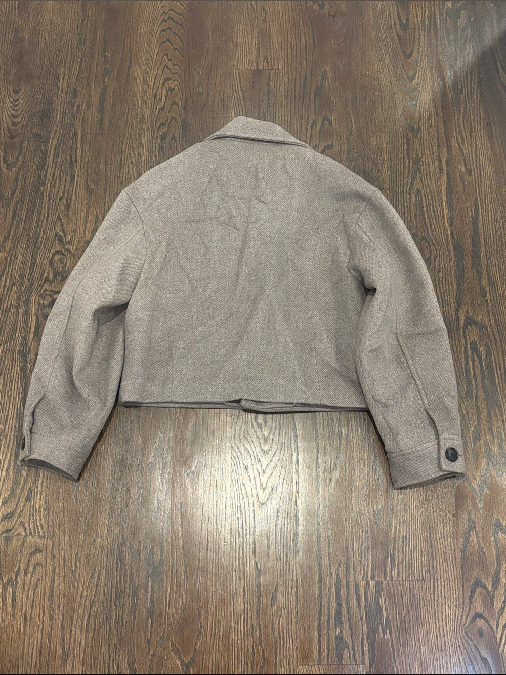 Mango Women’s Taupe Cropped Wool-Blend Pea Coat Size XS