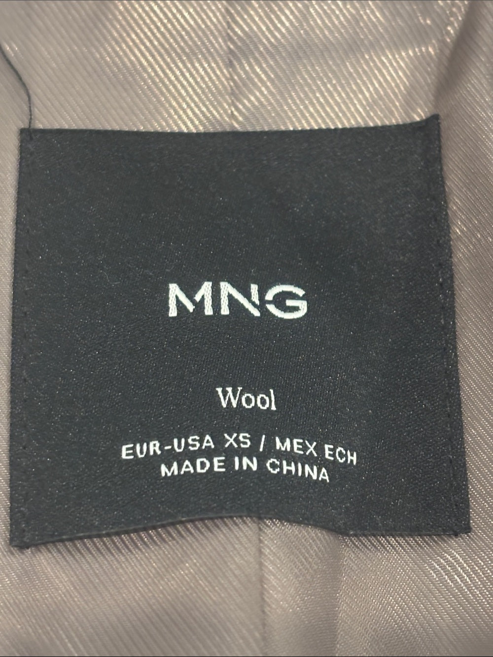 Mango Women’s Taupe Cropped Wool-Blend Pea Coat Size XS