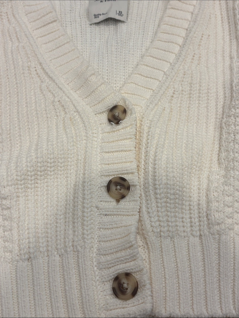 Abercrombie & Fitch Women’s Cream Cropped Button-Front Cardigan Size XS