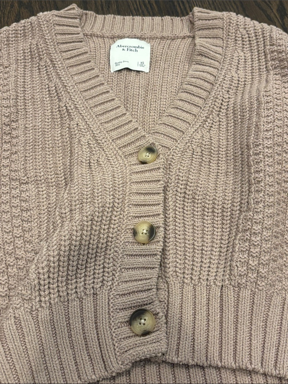 Abercrombie & Fitch Women’s Tan Cropped Button Knit Cardigan Size XS