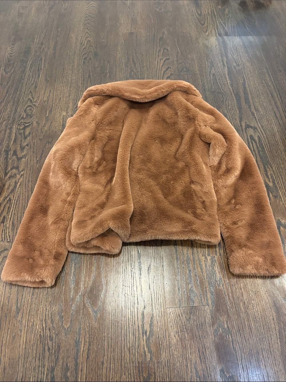 Abercrombie & Fitch Women’s Chestnut Brown Plush Faux-Fur Cropped Jacket Size XS