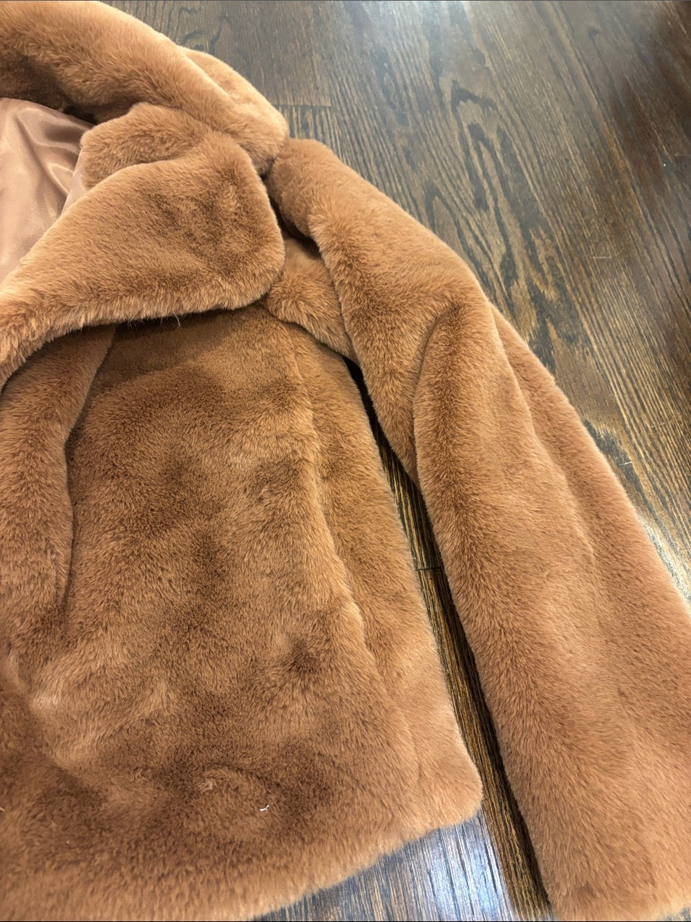 Abercrombie & Fitch Women’s Chestnut Brown Plush Faux-Fur Cropped Jacket Size XS