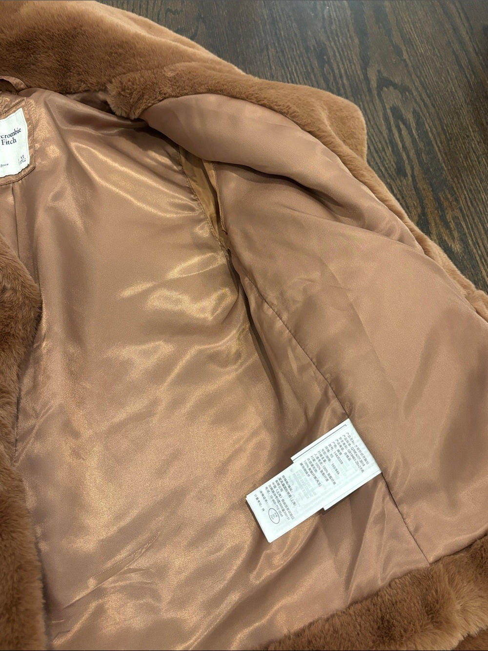 Abercrombie & Fitch Women’s Chestnut Brown Plush Faux-Fur Cropped Jacket Size XS