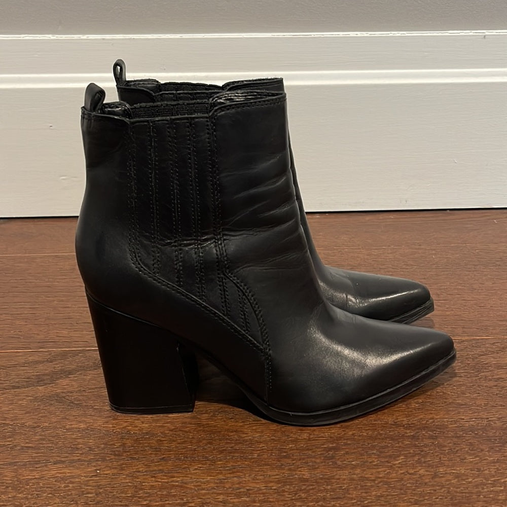 Marc Fisher Black Mayden Leather Bootie Size 8