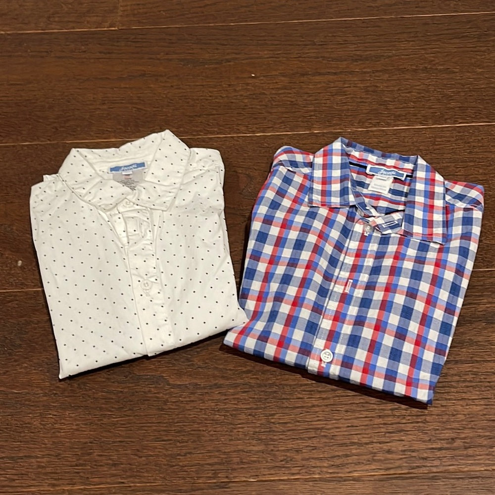 Jacadi Boys Bundle of 2 Long Sleeve Button Down Shirts Size 6