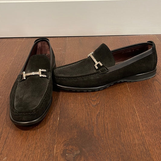 Salvatore Ferragamo Black Suede Loafers Size 14