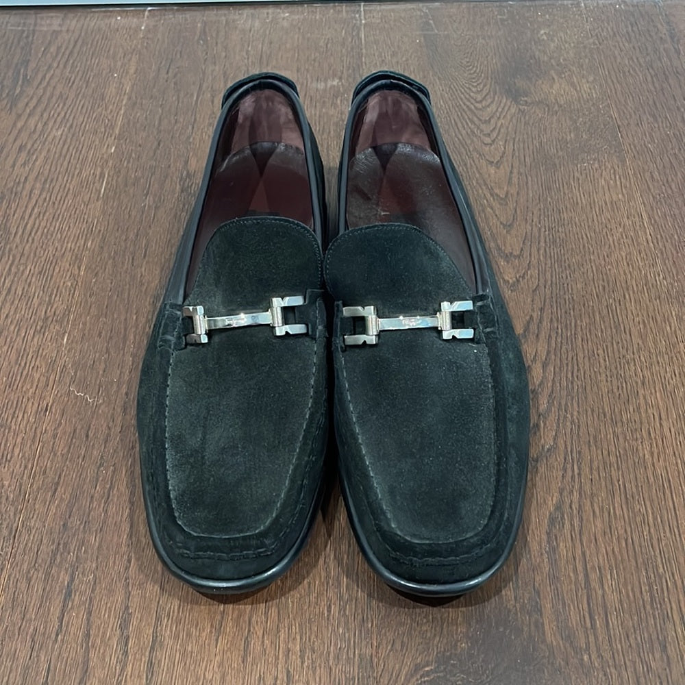 Salvatore Ferragamo Black Suede Loafers Size 14