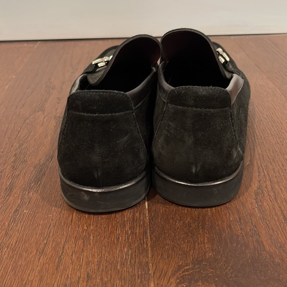 Salvatore Ferragamo Black Suede Loafers Size 14