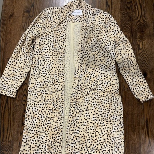 Cupcake and Cashmere Silk Leopard Woman’s Open Cardigan Size Small