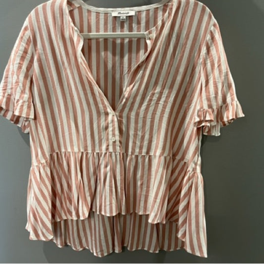 Madewell Peach Striped Women’s Shirt Size Medium