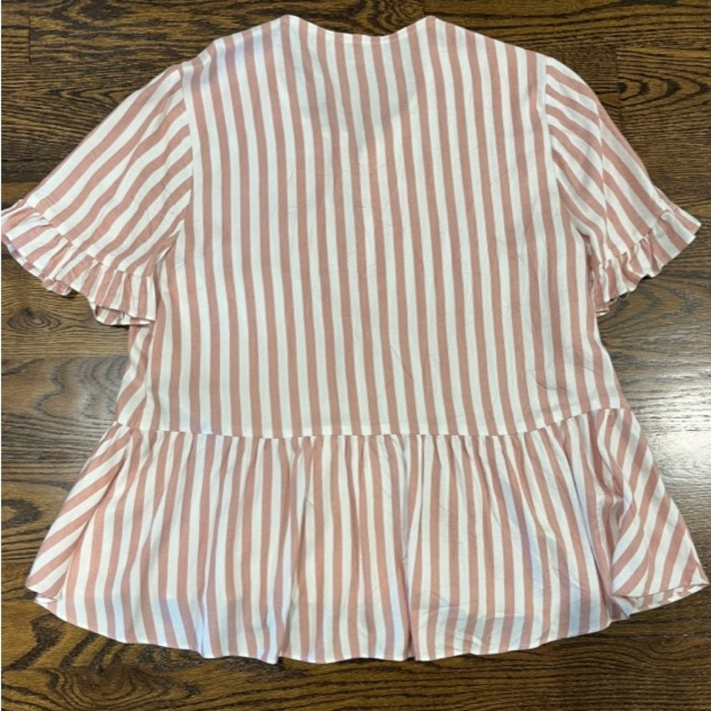 Madewell Peach Striped Women’s Shirt Size Medium