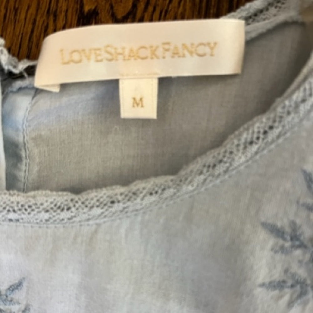 Love Shack Fancy Light Blue Blouse with Skirt Size Medium