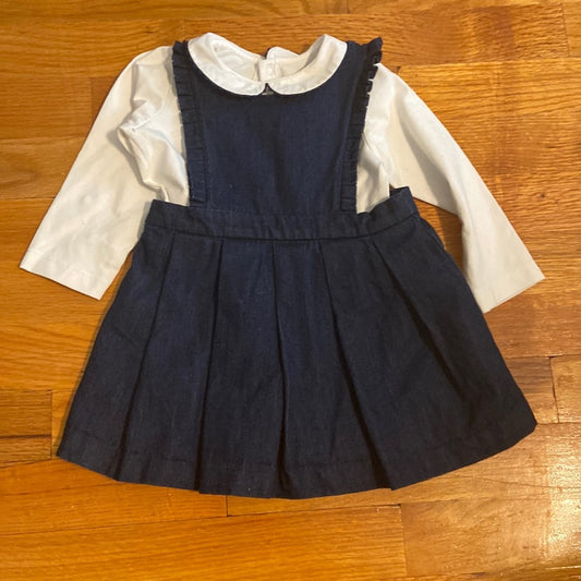 Girls Jacadi overalls dress. Size 12 months