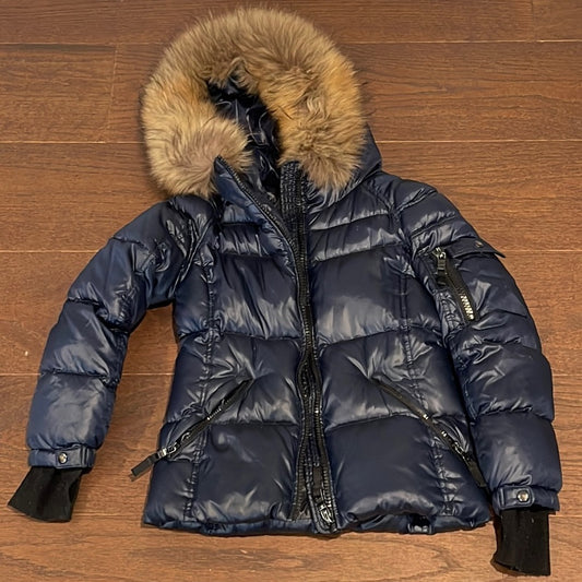 SAM Girls Hooded Down Navy Jacket Size 10