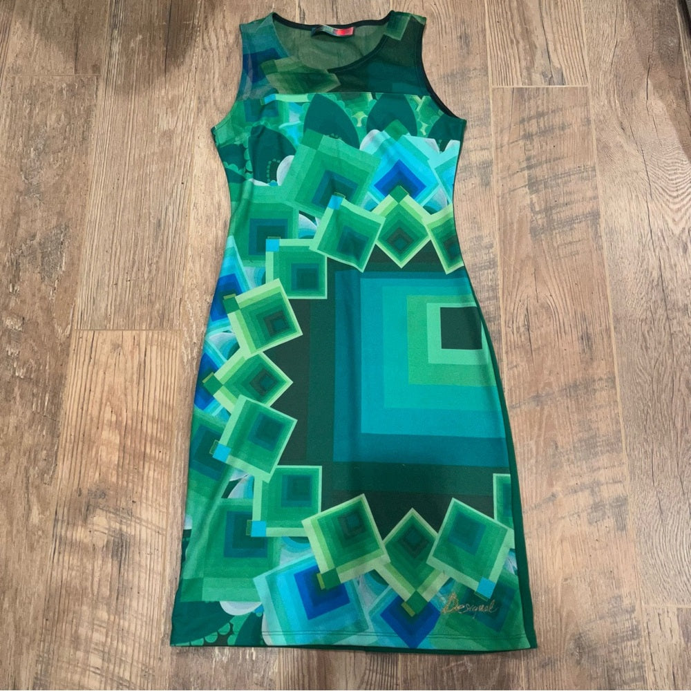 Desiqual Woman’s Green Dress With Design Size Small