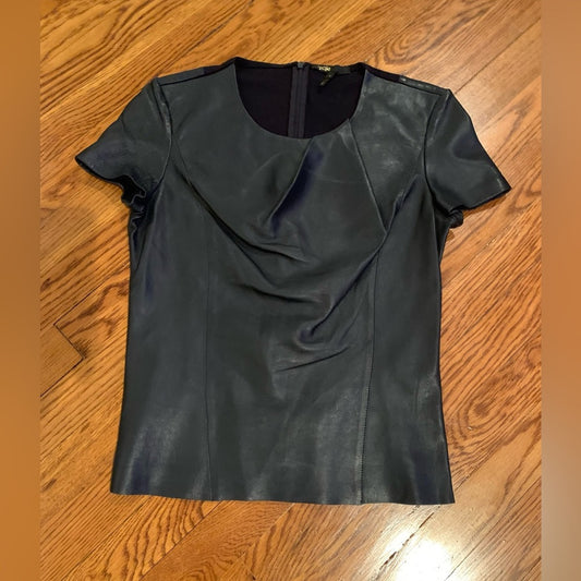 Maje Black Leather Tee Shirt Size 1/Small