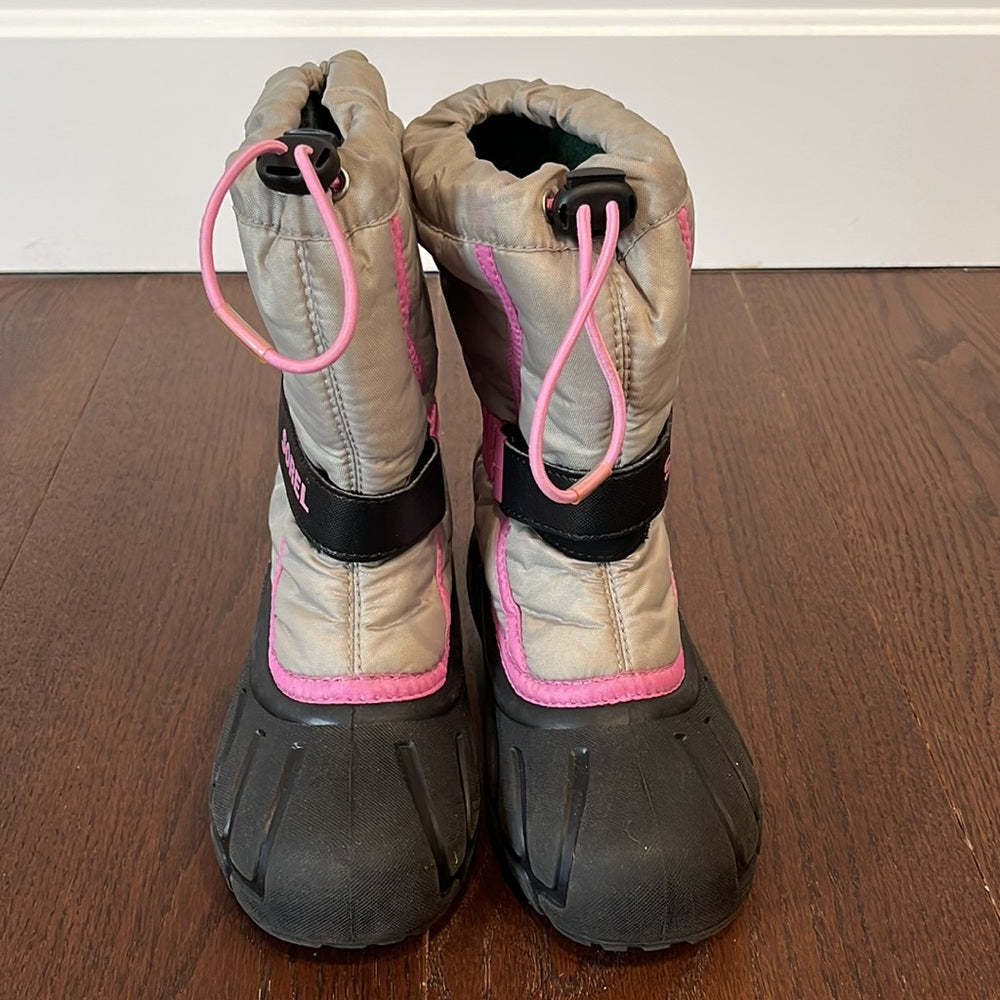 Sorel Girls Winter Grey and Pink Boots Size 13