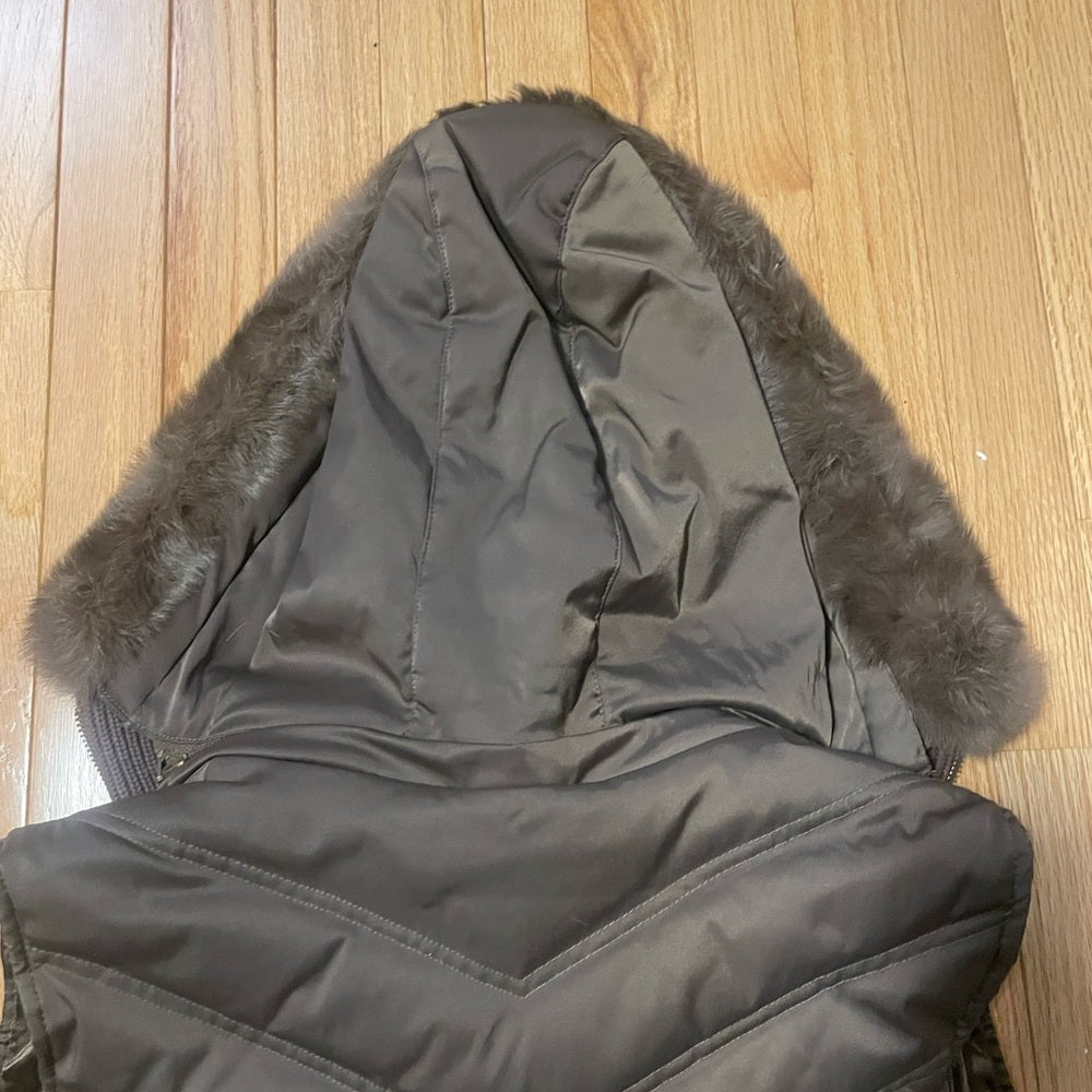 Blanc Noir Brown Hooded Vest Size XL