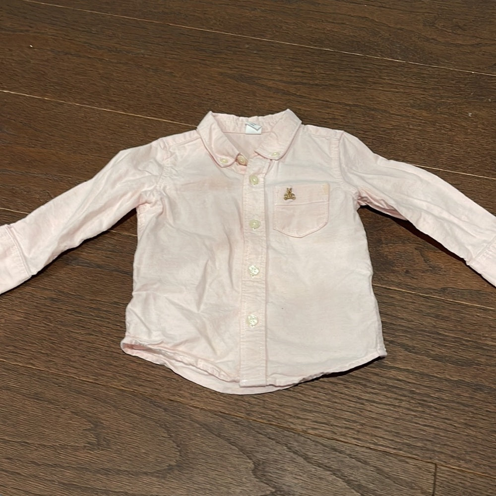 Boys Gap Pink Button Down Shirt Size 18-24 months