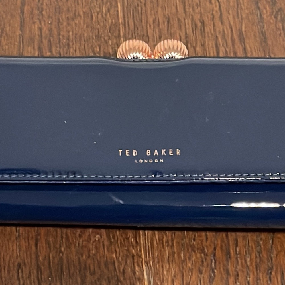 NWT Ted Baker Navy Patent Leather Wallet
