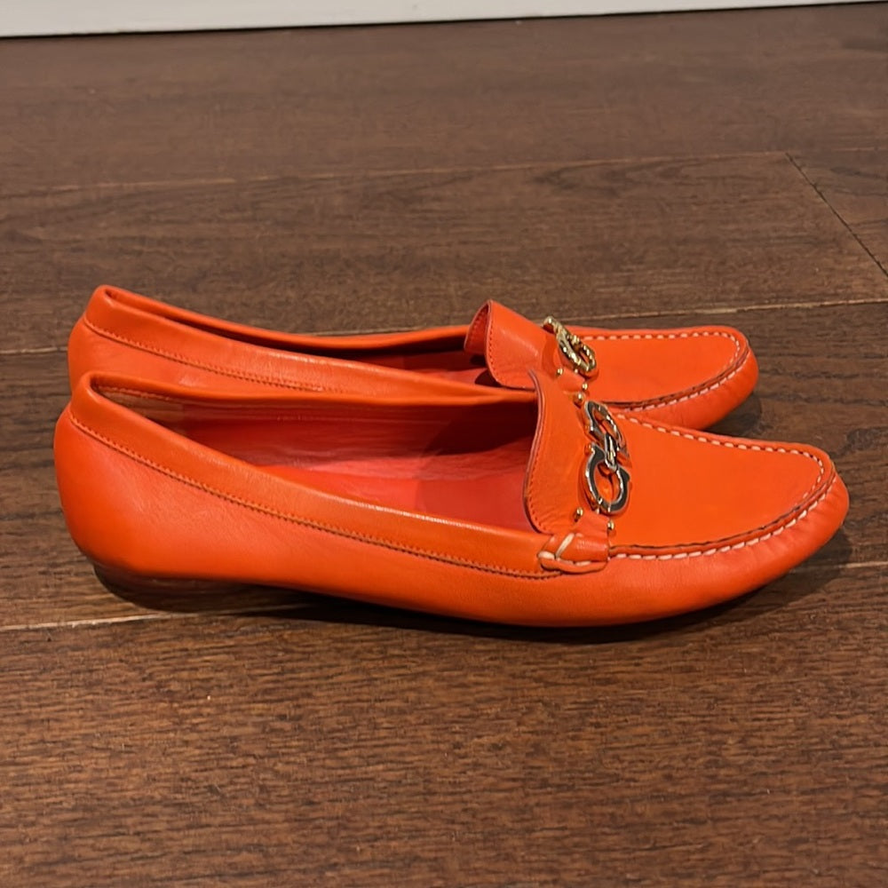 Salvatore Ferragamo Women’s Orange Driving Shoes Size 11