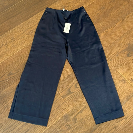 NWT Derek Lam Navy Silk Feeling Pants Size 2