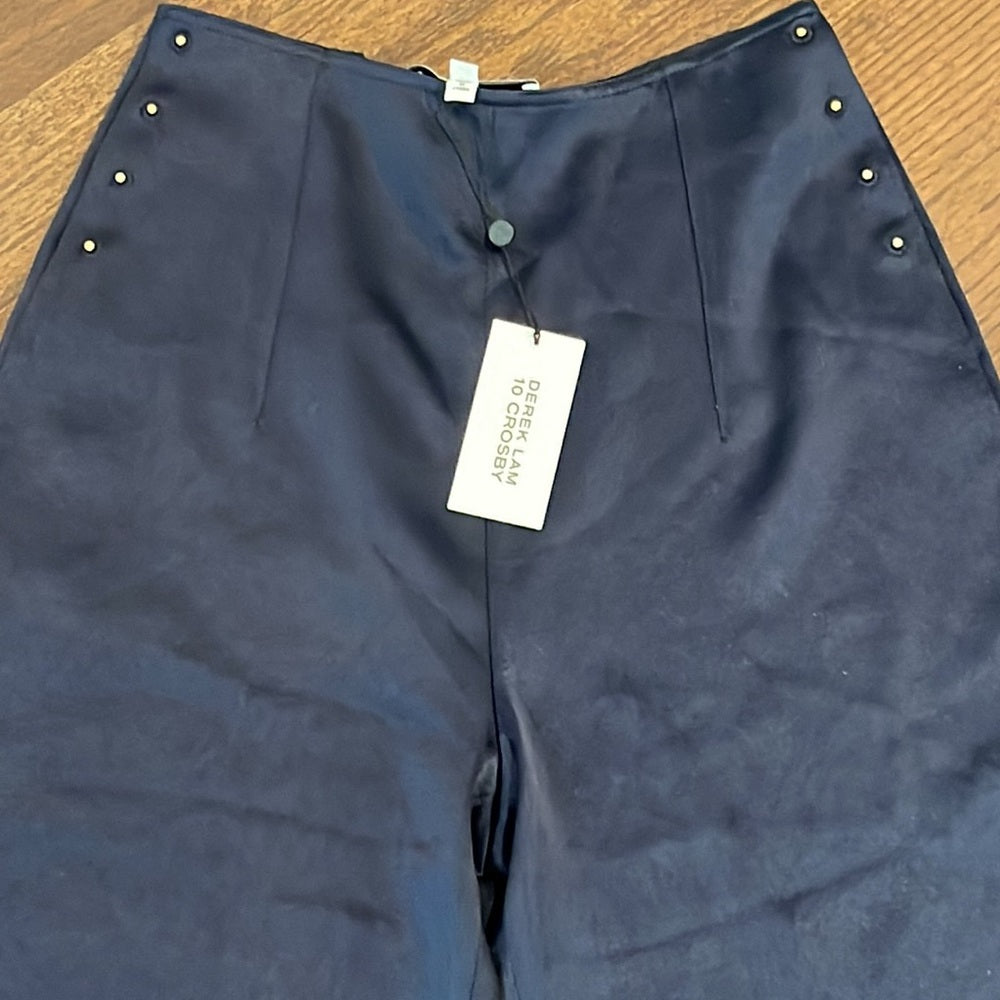 NWT Derek Lam Navy Silk Feeling Pants Size 2