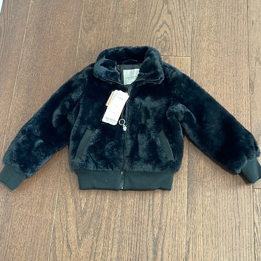 NWT Urban Republic Black Faux Fur Girls Jacket Size Medium 5/6