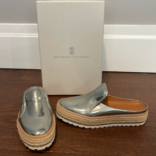 Brunello Cucinelli Women’s Silver Slides Size 37/7