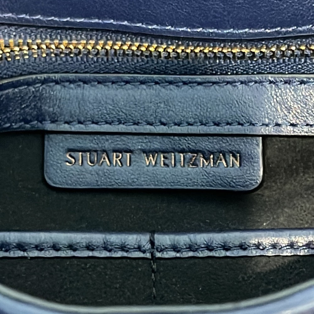Stuart Weitzman Navy Blue Fur and Leather Shoulder Bag
