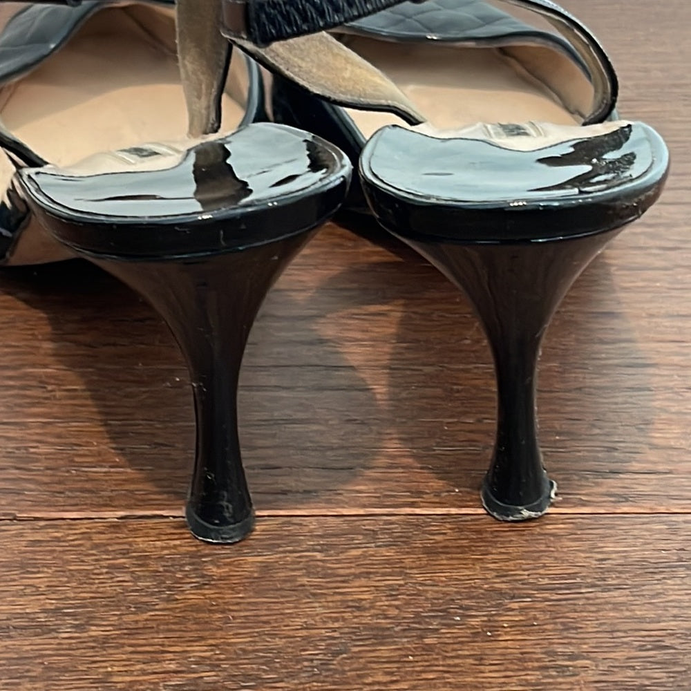 Manolo Blahnik Women’s Black Patent Leather Sling Back Size 41.5 / 11.5