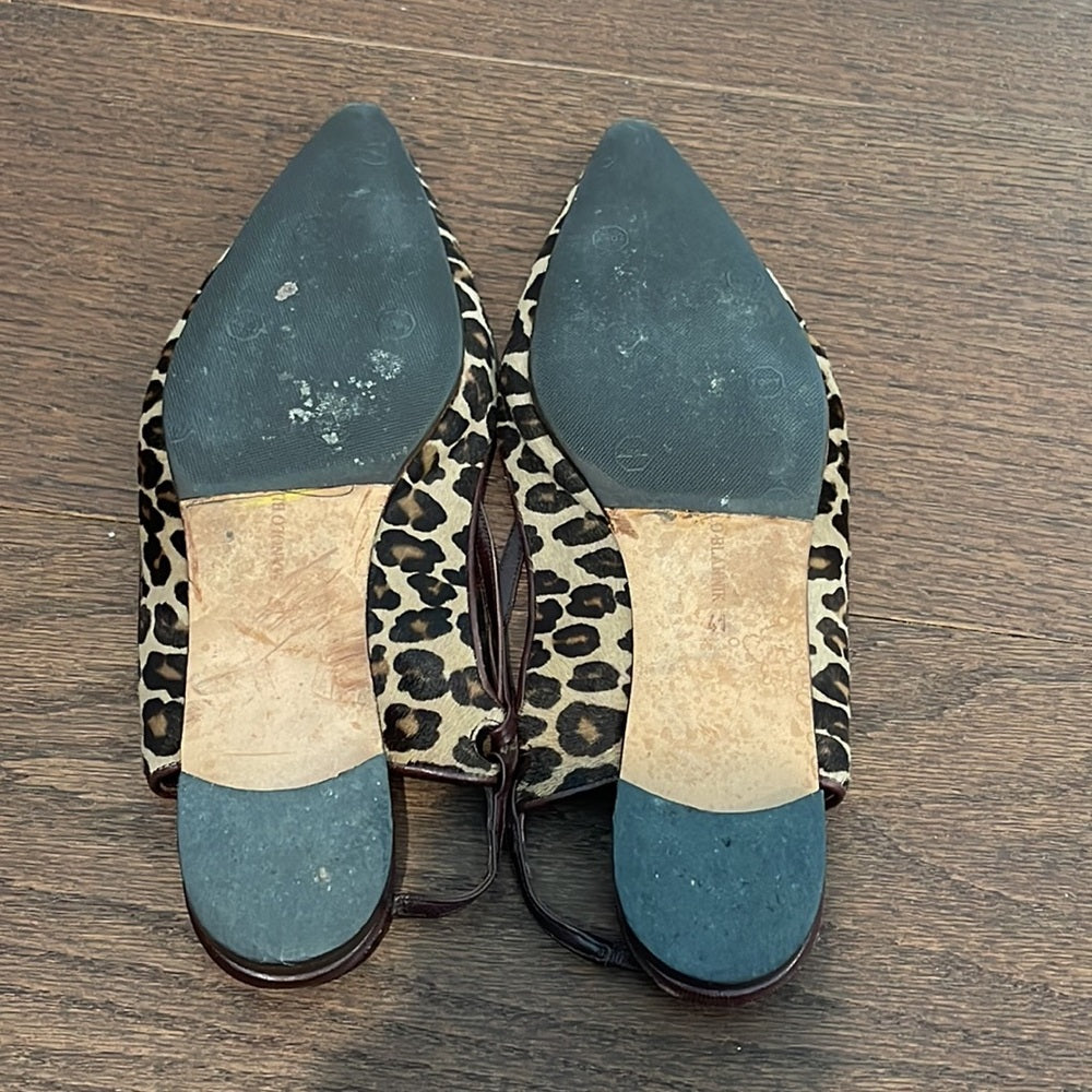 Manolo Blahnik Women’s Brown Leopard Sling Back Flats Size 41 /11