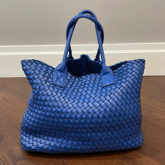 Blue Women’s Woven Tote Handbag