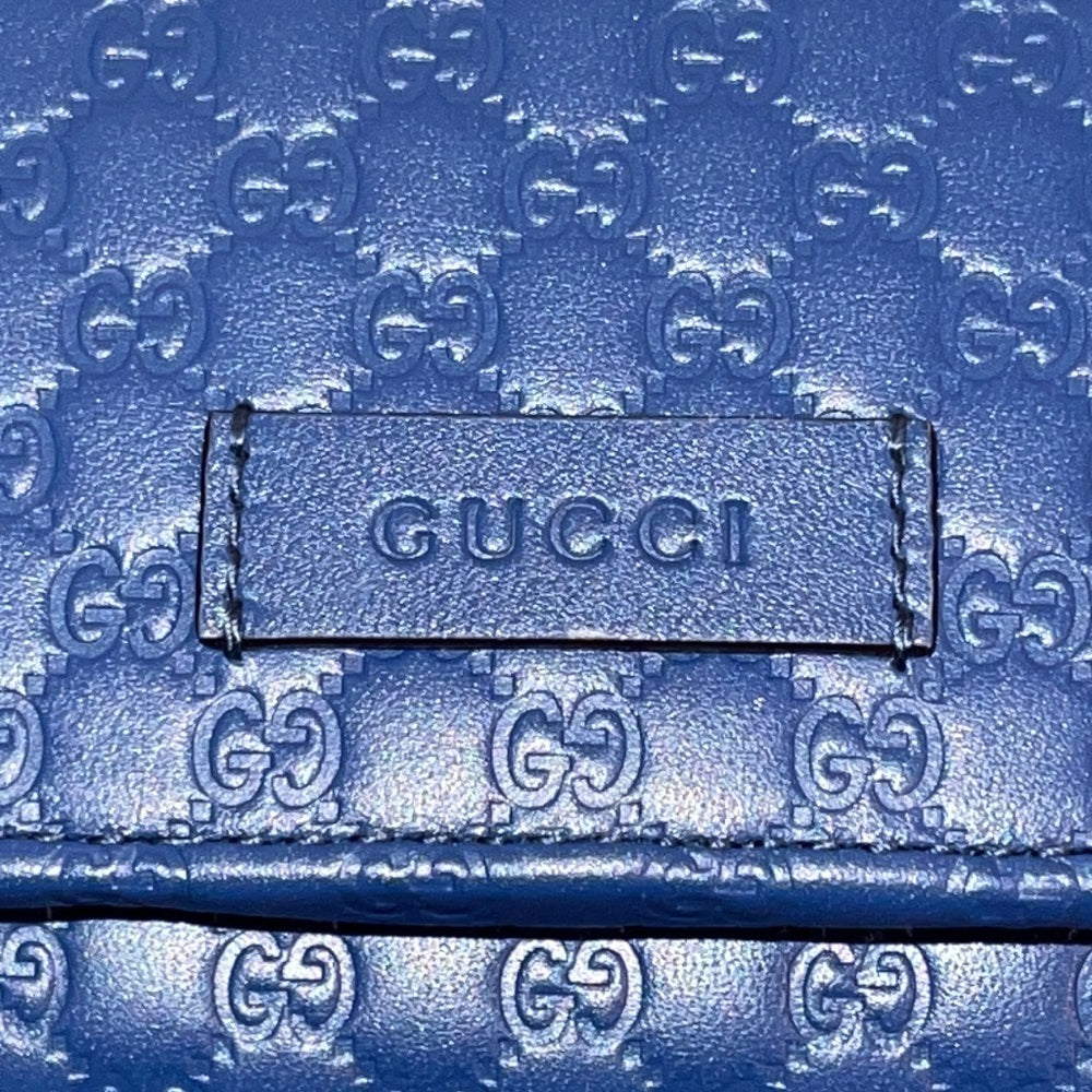 Gucci Blue Micro-Guccissima Leather Long Flap Wallet
