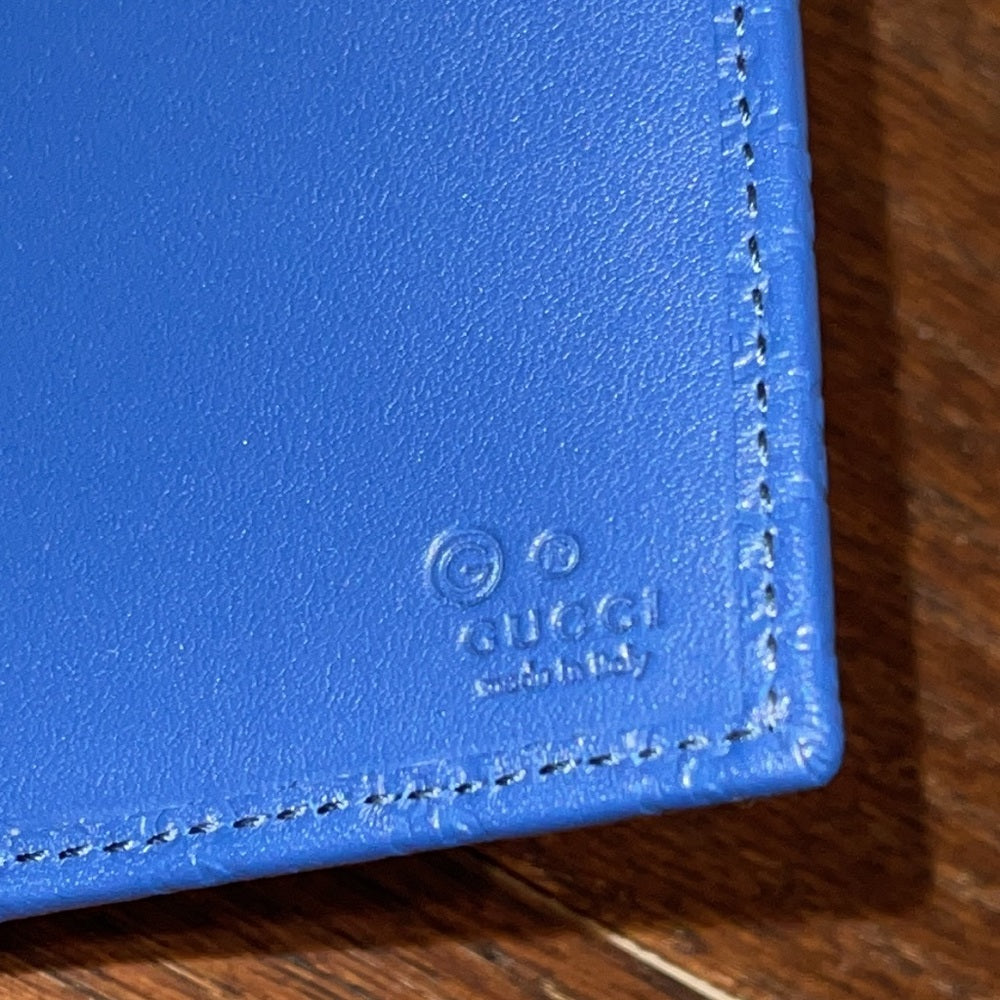 Gucci Blue Micro-Guccissima Leather Long Flap Wallet
