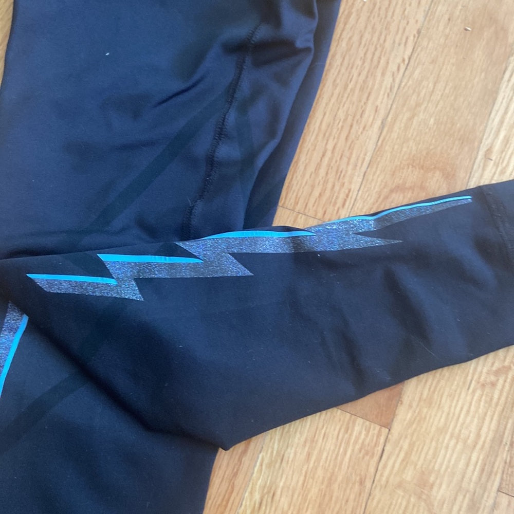 Women’s Style Reform leggings. Black with blue/silver. Size XS