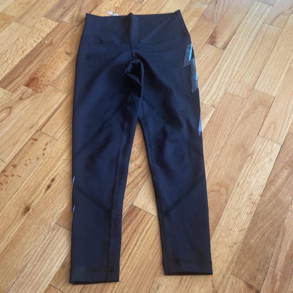 Women’s Style Reform leggings. Black with blue/silver. Size XS