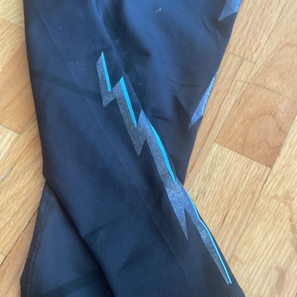 Women’s Style Reform leggings. Black with blue/silver. Size XS