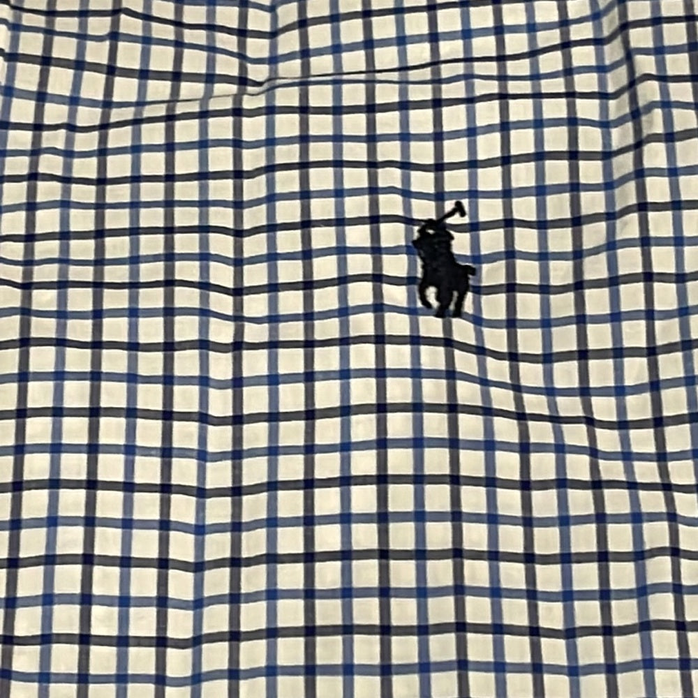 NWT Ralph Lauren Blue and White Boys Button Down Size Large 14/16