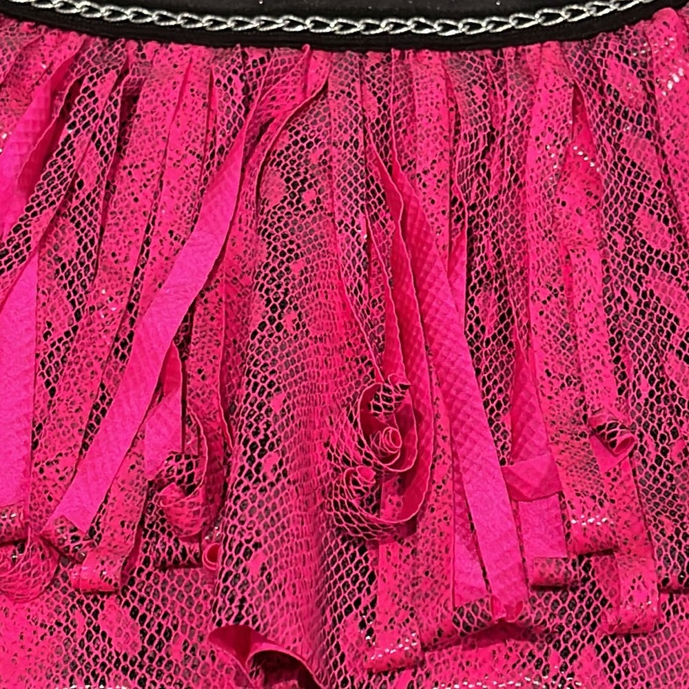 NWT Les Tout Petits Black Shimmer/Pink Snake Chain Cap Sleeve Fringe Size 6x