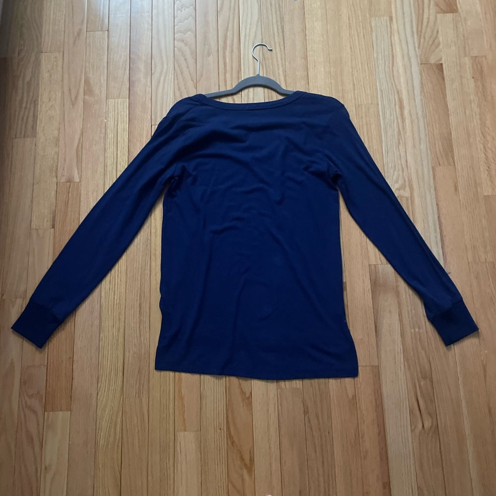 NWT Poof! Navy Long Sleeve Crew Neck Top Size Large