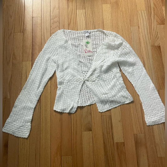 NWT Lilly Pulitzer White Knitted Cardigan Size Large