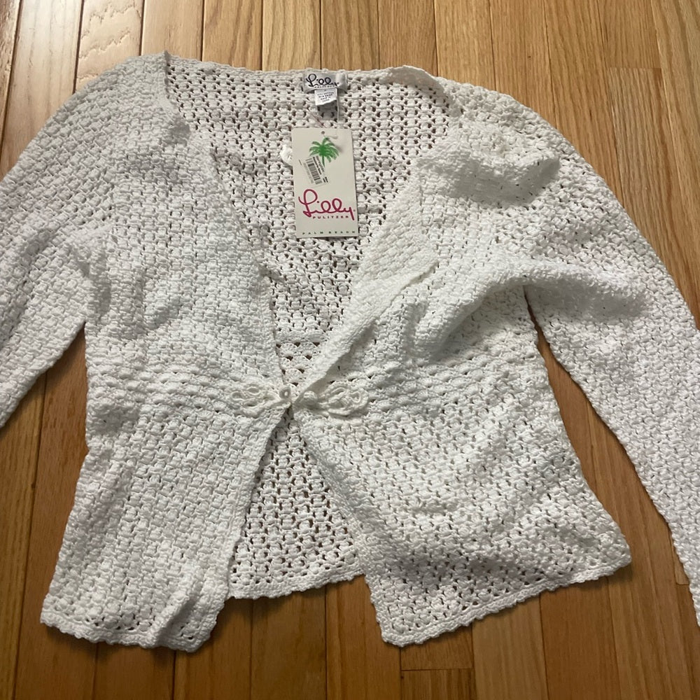 NWT Lilly Pulitzer White Knitted Cardigan Size Large